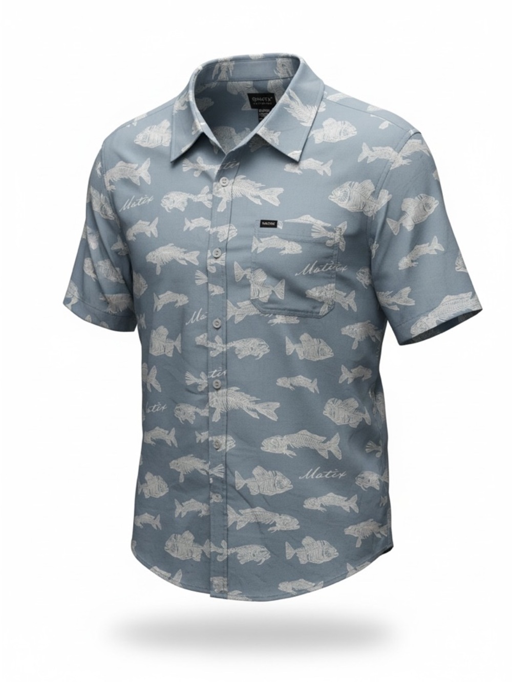 Matix Clothing Company Light Blue Short-Sleeve Fish Print Button-Down Shirt